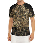 Boho Spiritual Lotus Print Men's Short Sleeve Rash Guard