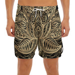 Boho Spiritual Lotus Print Men's Split Running Shorts