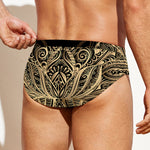 Boho Spiritual Lotus Print Men's Swim Briefs