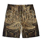 Boho Spiritual Lotus Print Men's Swim Trunks