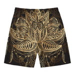 Boho Spiritual Lotus Print Men's Swim Trunks