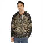 Boho Spiritual Lotus Print Men's Velvet Pullover Hoodie