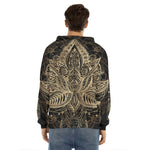 Boho Spiritual Lotus Print Men's Velvet Pullover Hoodie