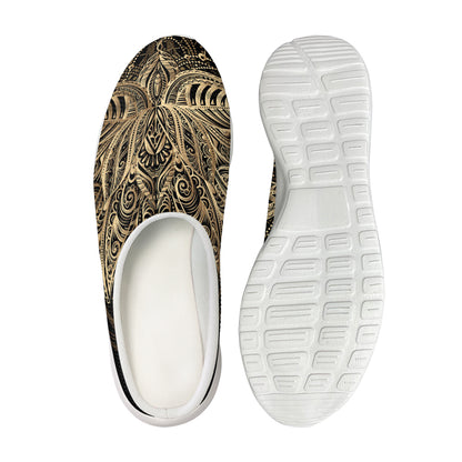 Boho Spiritual Lotus Print Mesh Casual Shoes