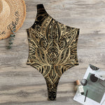 Boho Spiritual Lotus Print One Shoulder Bodysuit
