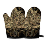 Boho Spiritual Lotus Print Oven Mitts