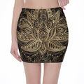 Boho Spiritual Lotus Print Pencil Mini Skirt