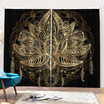 Boho Spiritual Lotus Print Pencil Pleat Curtains