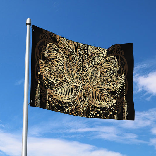 Boho Spiritual Lotus Print Polyester Flag