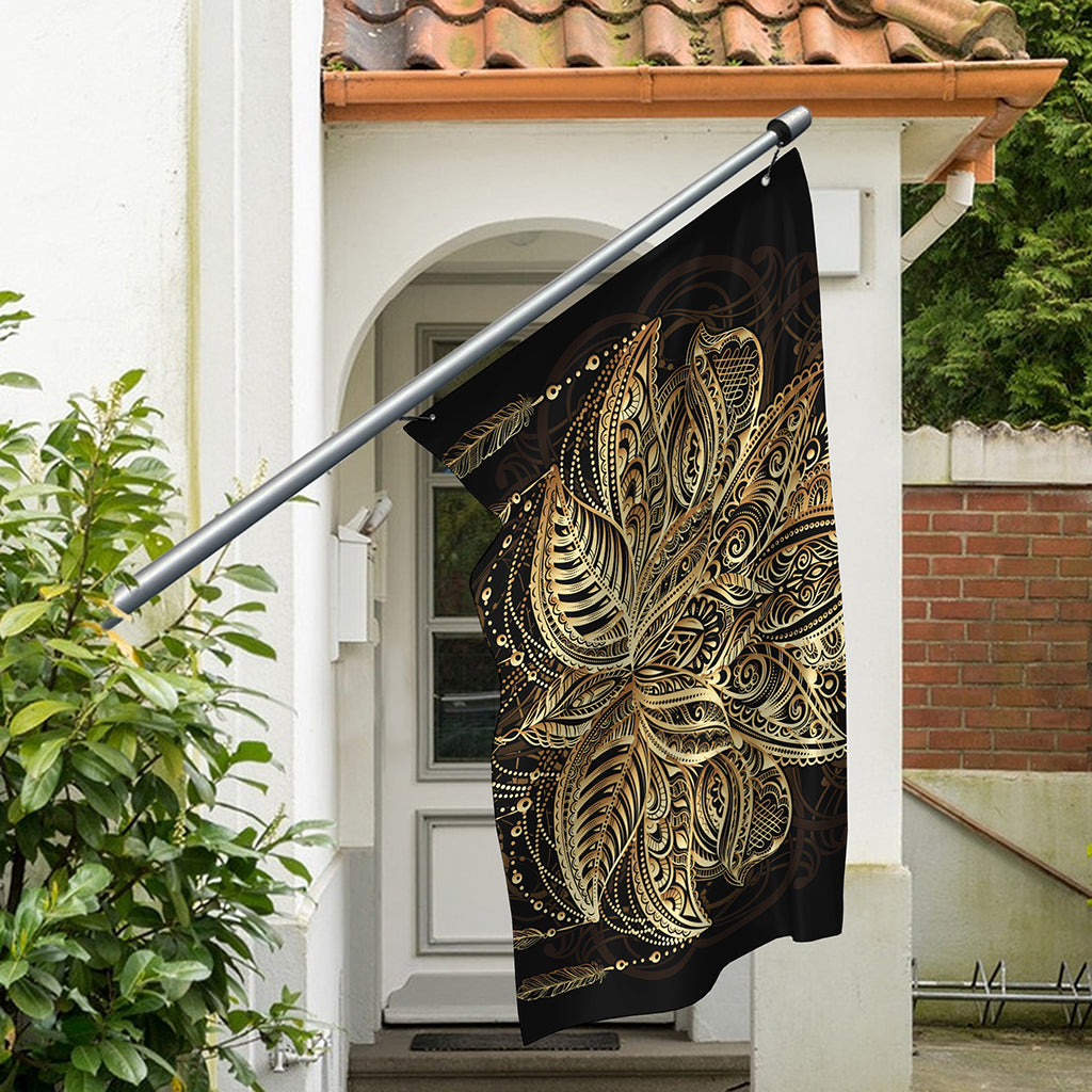 Boho Spiritual Lotus Print Polyester Flag