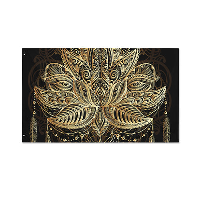 Boho Spiritual Lotus Print Polyester Flag