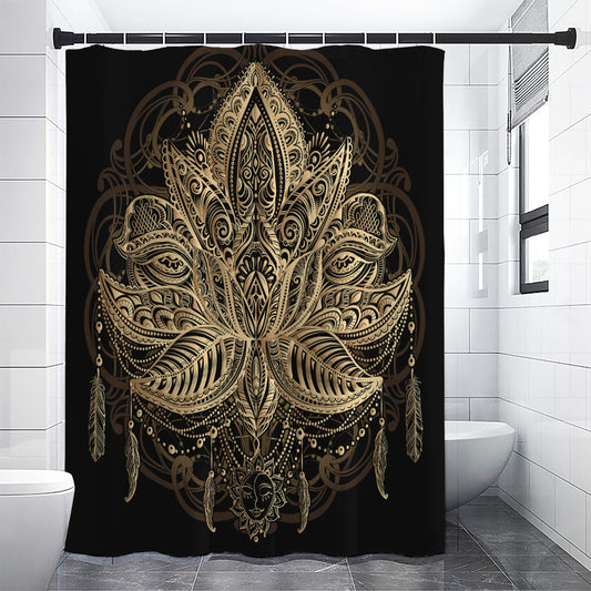 Boho Spiritual Lotus Print Premium Shower Curtain
