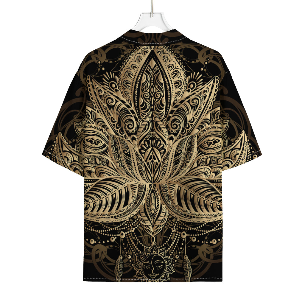Boho Spiritual Lotus Print Rayon Hawaiian Shirt