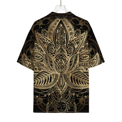 Boho Spiritual Lotus Print Rayon Hawaiian Shirt