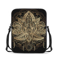 Boho Spiritual Lotus Print Rectangular Crossbody Bag