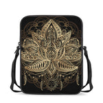Boho Spiritual Lotus Print Rectangular Crossbody Bag
