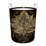 Boho Spiritual Lotus Print Round Laundry Basket