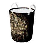 Boho Spiritual Lotus Print Round Laundry Basket