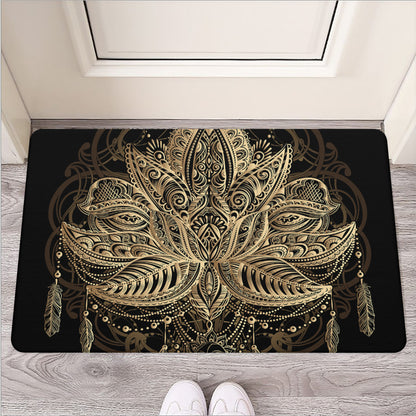 Boho Spiritual Lotus Print Rubber Doormat