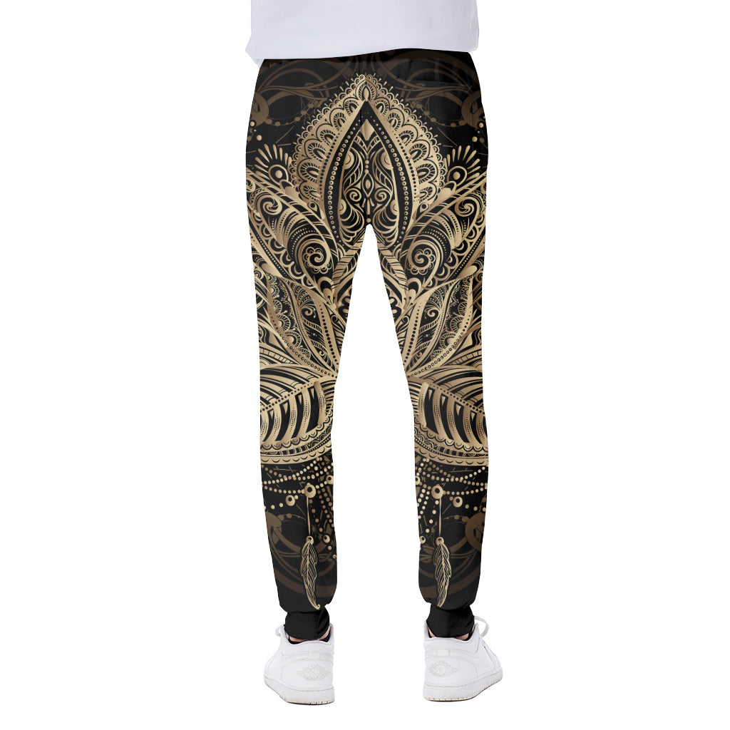 Boho Spiritual Lotus Print Scuba Joggers