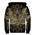 Boho Spiritual Lotus Print Sherpa Lined Zip Up Hoodie