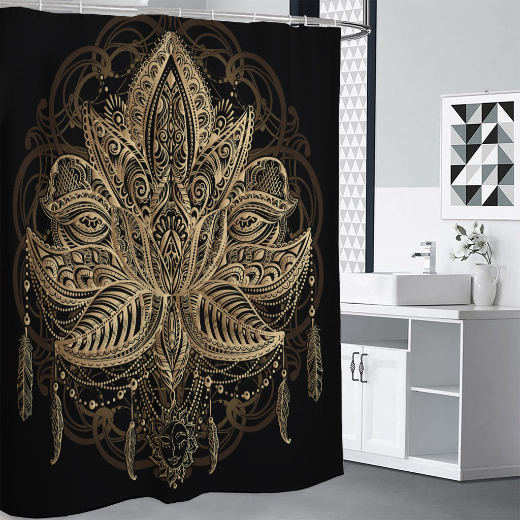 Boho Spiritual Lotus Print Shower Curtain
