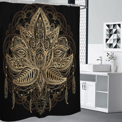 Boho Spiritual Lotus Print Shower Curtain