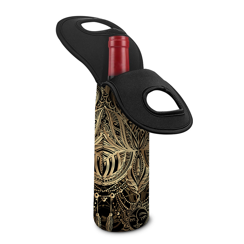 Boho Spiritual Lotus Print Single Neoprene Wine Tote