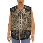 Boho Spiritual Lotus Print Sleeveless Baseball Jersey