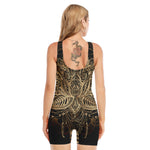 Boho Spiritual Lotus Print Sleeveless One Piece Swimsuit