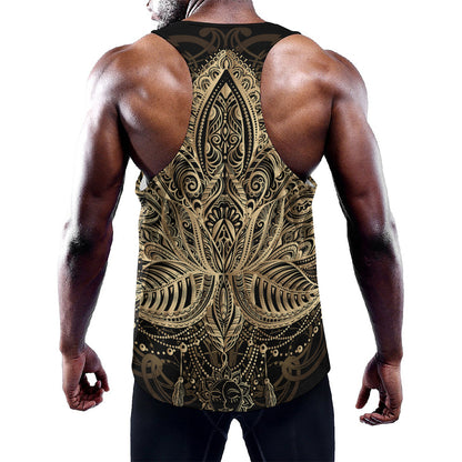 Boho Spiritual Lotus Print Training Tank Top