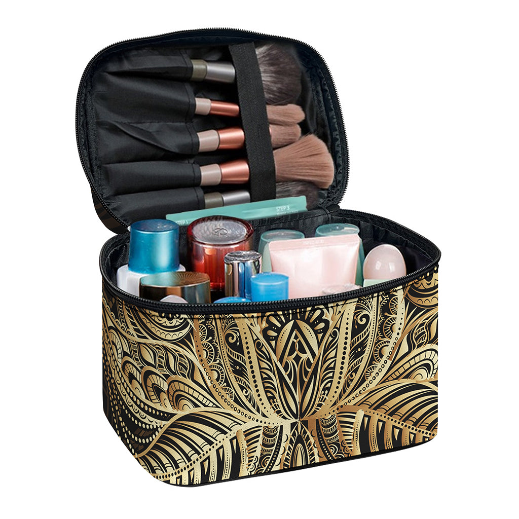 Boho Spiritual Lotus Print Travel Makeup Bag