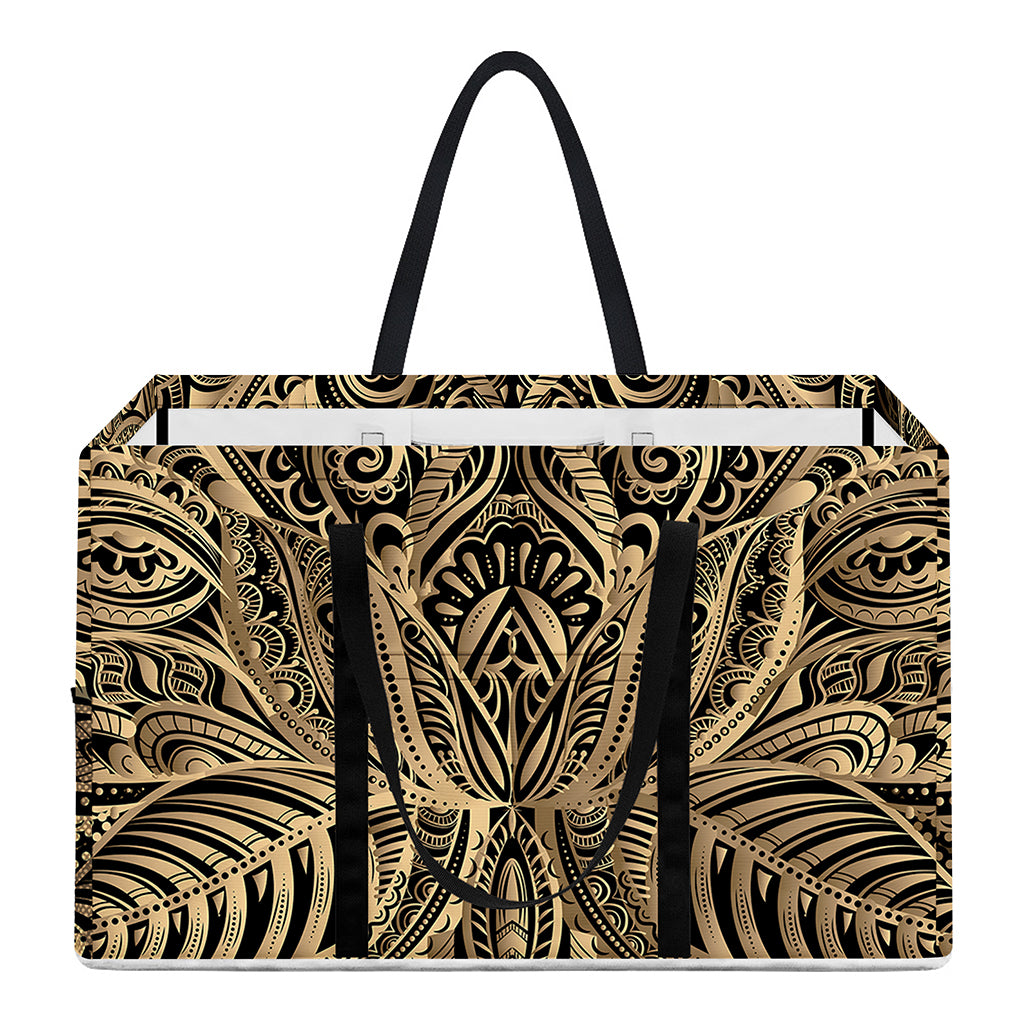 Boho Spiritual Lotus Print Utility Tote Bag