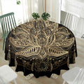 Boho Spiritual Lotus Print Waterproof Round Tablecloth