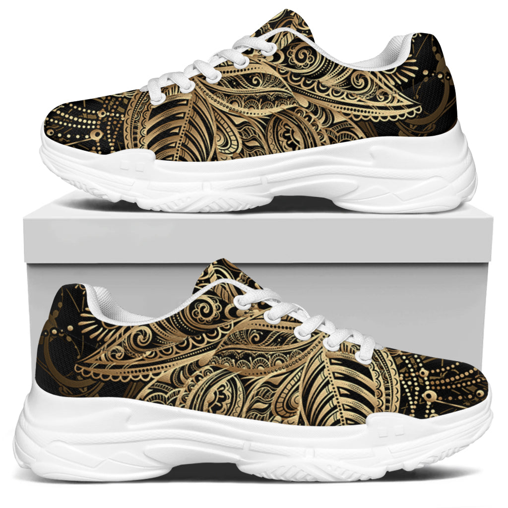 Boho Spiritual Lotus Print White Chunky Shoes