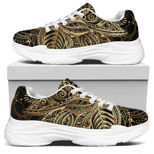 Boho Spiritual Lotus Print White Chunky Shoes