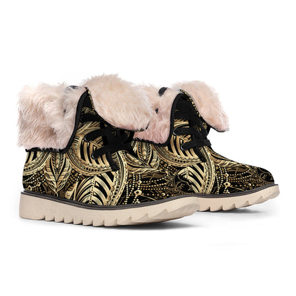 Boho Spiritual Lotus Print Winter Boots