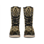 Boho Spiritual Lotus Print Winter Boots