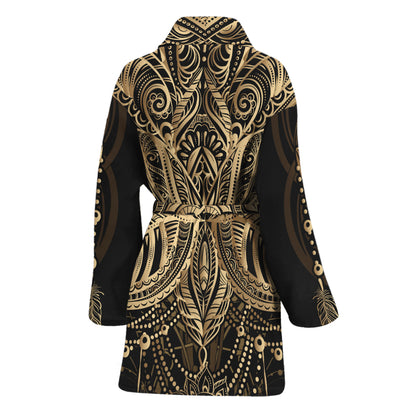 Boho Spiritual Lotus Print Women's Bathrobe
