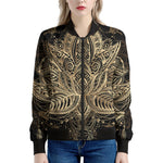 Boho Spiritual Lotus Print Women's Bomber Jacket
