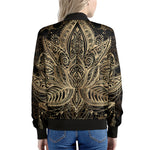 Boho Spiritual Lotus Print Women's Bomber Jacket