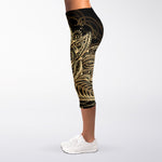 Boho Spiritual Lotus Print Women's Capri Leggings