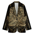 Boho Spiritual Lotus Print Women's Cotton Blazer