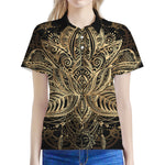 Boho Spiritual Lotus Print Women's Polo Shirt