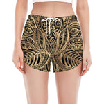 Boho Spiritual Lotus Print Women's Split Running Shorts