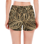 Boho Spiritual Lotus Print Women's Split Running Shorts