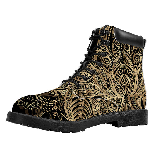 Boho Spiritual Lotus Print Work Boots