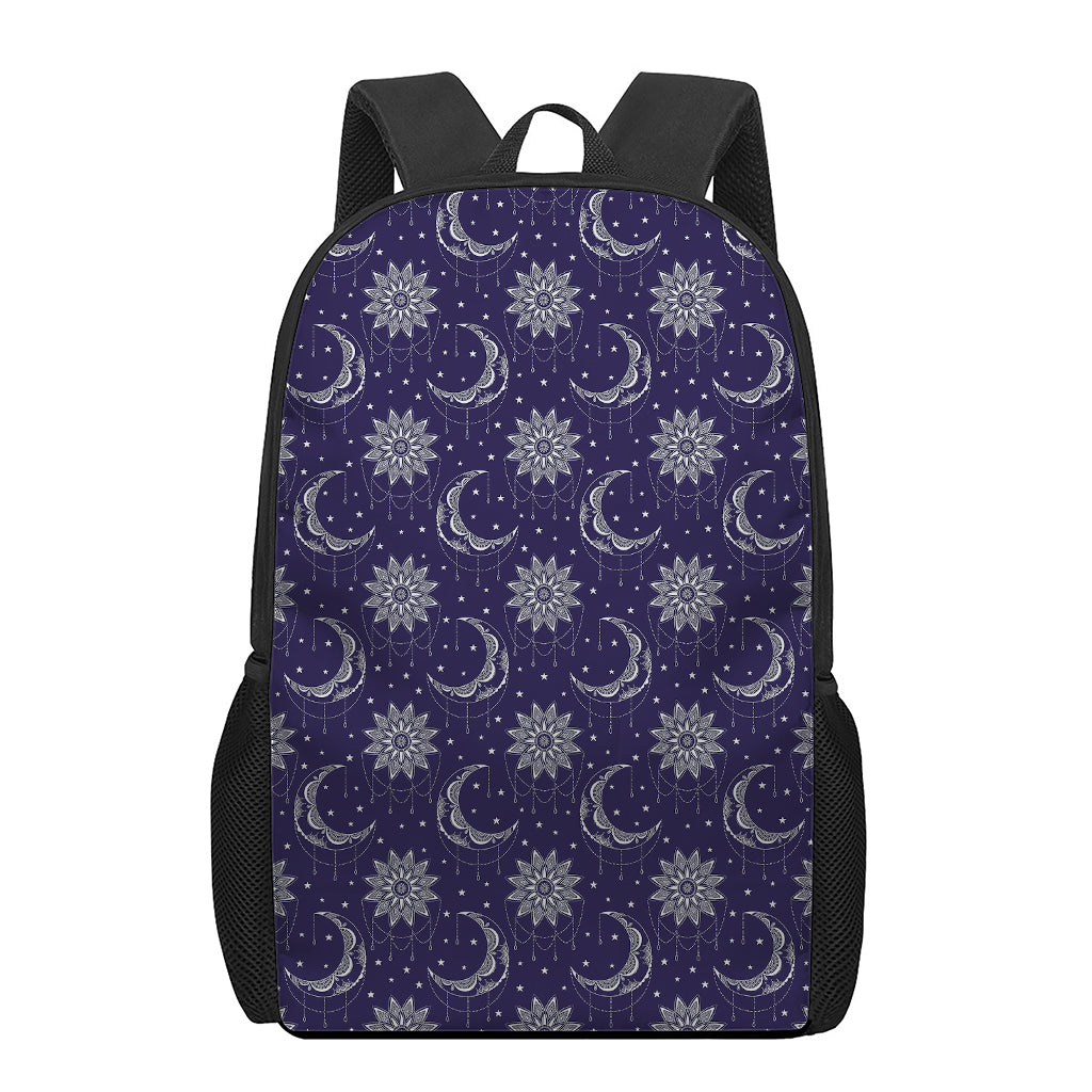 Boho Sun And Moon Pattern Print 17 Inch Backpack