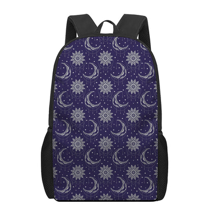 Boho Sun And Moon Pattern Print 17 Inch Backpack