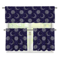 Boho Sun And Moon Pattern Print 3 Piece Kitchen Curtains